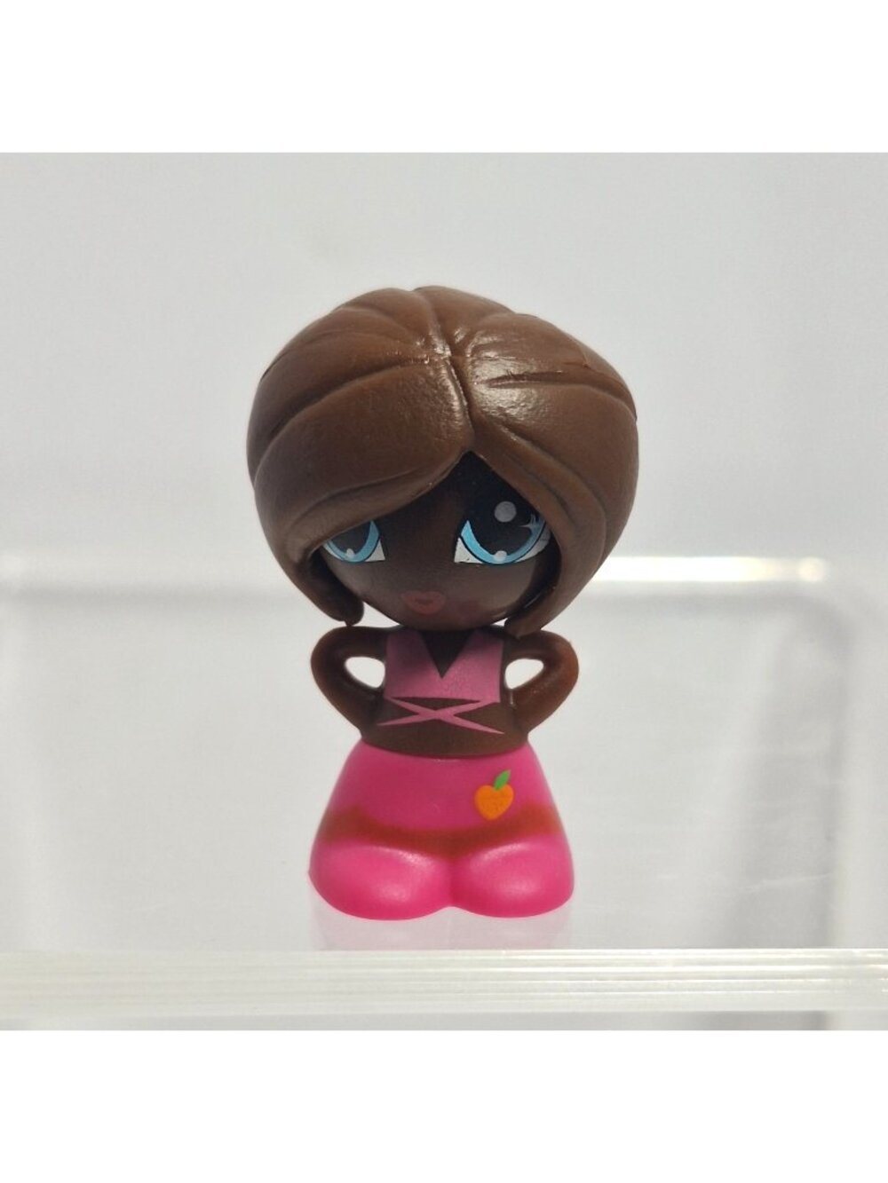Gift Ems Mini Doll 1.5" African American Girl Pink Dress With a Peach